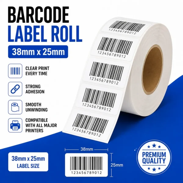 38x25 Barcode Labels (50 ROLLS)